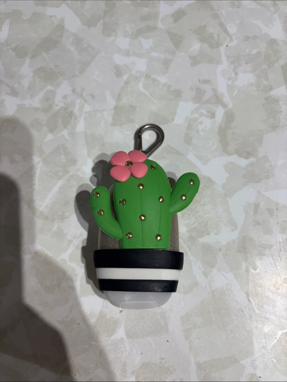 Bath & Body Works Cactus Hand Sanitizer Holder – Green with Pink Flower